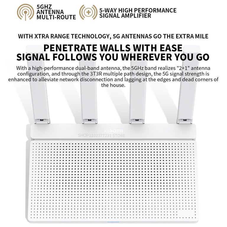 Xiaomi AX3000T Ultra-Fast 5GHz 160MHz Bandwidth Router with NFC Connection, 1.3GHz Processor - Ideal for Home, Office, and Gaming - Original Xiaomi Quality - Blazing-Fast Speeds, Smooth Streaming, Lag-Free Gaming, Stable Connections, Hassle-Free Pairing, Reliable Performance