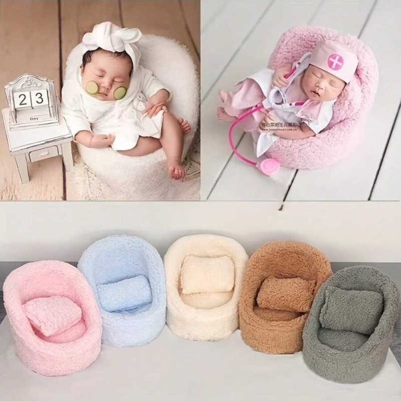 Premium Furry Newborn Photography Prop Sofa for Perfect Posing - Easy to Clean and Portable Baby Shower Gift - High-Quality Material for Adorable Moments Captured in Style