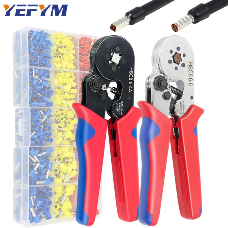 High-Quality Ferrule Crimping Tool HSC8 6-4/6-6 for Precision Wire End Crimping - Ergonomic Electrical Crimper Plier for Professionals and DIY Enthusiasts - Versatile and Portable Tool for Automotive, Industrial, and Household Electrical Repairs