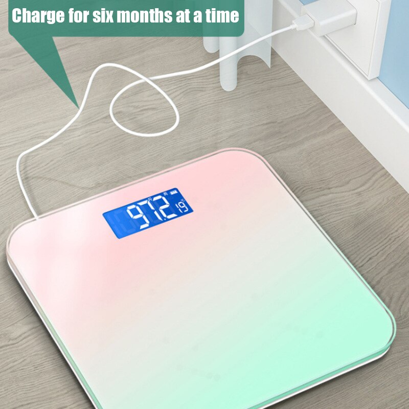 High-Precision LCD Electronic Scale with Gradient Color Display and Intelligent Features - Durable Tempered Glass Body Scale for Accurate Weight Measurement in Multiple Units (kg/lb/st) - Modern Design for Bathroom/Bedroom - Auto On/Off, Low Battery & Overload Indication