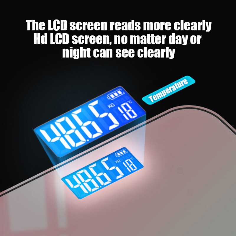 High-Precision LCD Electronic Scale with Gradient Color Display and Intelligent Features - Durable Tempered Glass Body Scale for Accurate Weight Measurement in Multiple Units (kg/lb/st) - Modern Design for Bathroom/Bedroom - Auto On/Off, Low Battery & Overload Indication