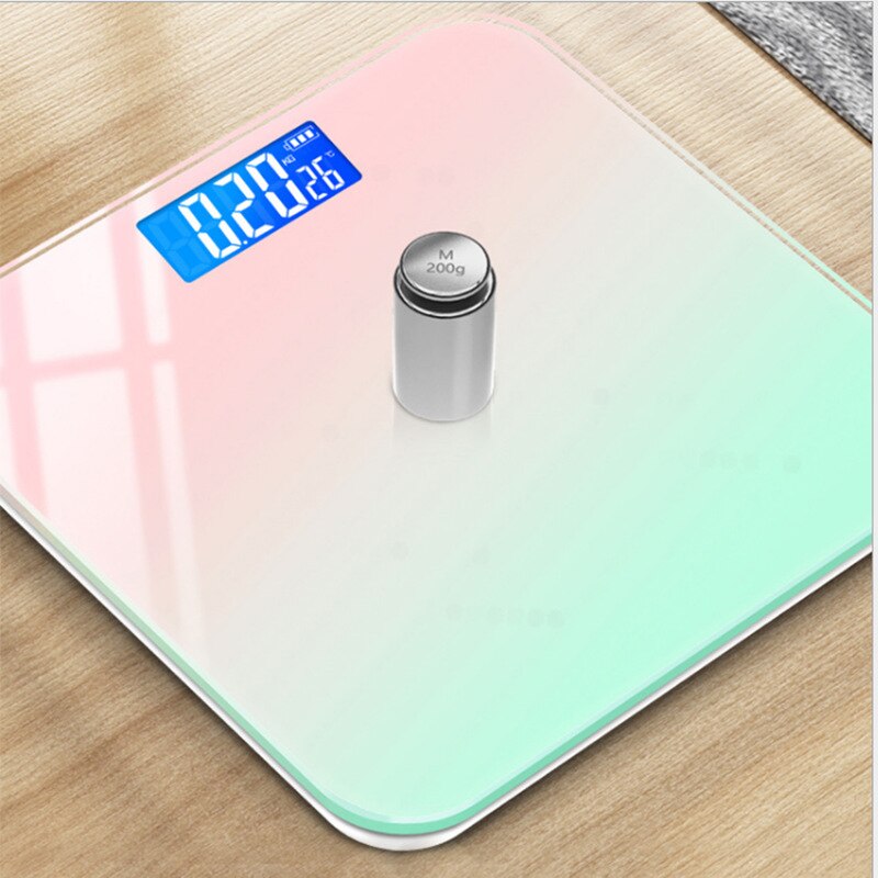 High-Precision LCD Electronic Scale with Gradient Color Display and Intelligent Features - Durable Tempered Glass Body Scale for Accurate Weight Measurement in Multiple Units (kg/lb/st) - Modern Design for Bathroom/Bedroom - Auto On/Off, Low Battery & Overload Indication
