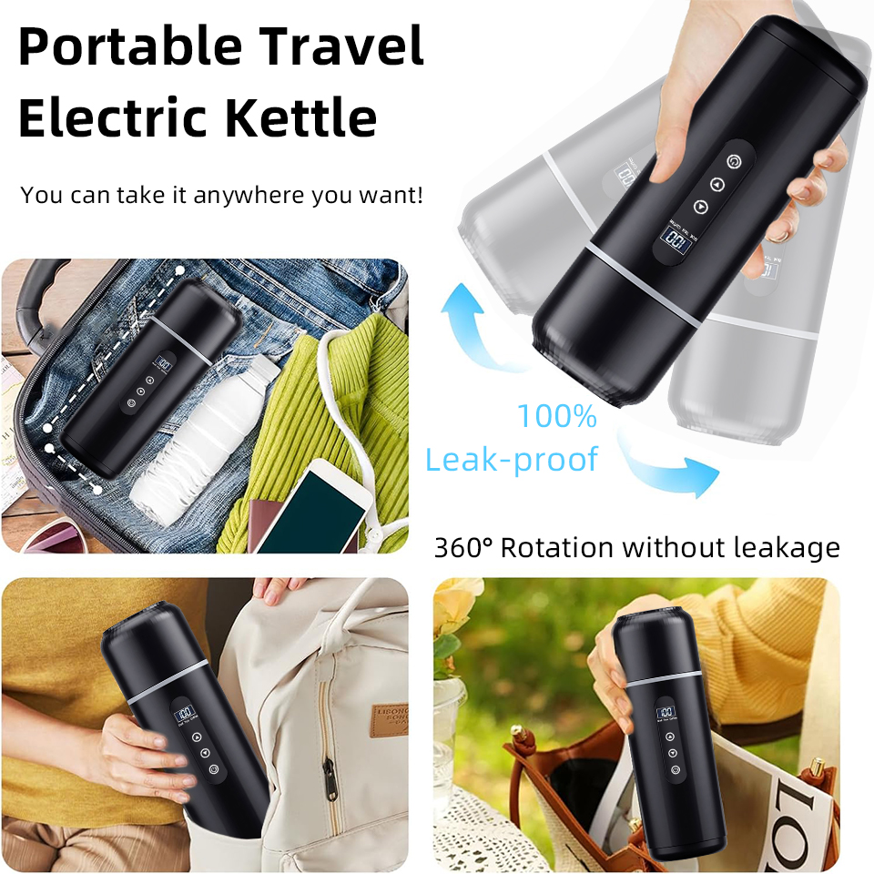 Portable Car Heating Cup with Touch Screen Control, Adjustable Temperature Settings, 500ml Capacity - Ideal for Road Trips, Camping, Commuting - Compact and Travel-Friendly Electric Kettle for On-the-Go Heating Needs