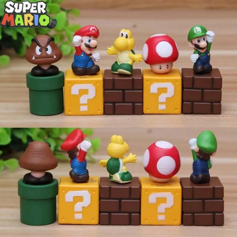 Super Mario Action Figures Set of 5 - Premium PVC Material, Cake Decorations, Great Gifts for Children, Anime Collection Ornaments - Mario, Luigi, Yoshi, and More - Perfect for Playtime, Display, and Collecting