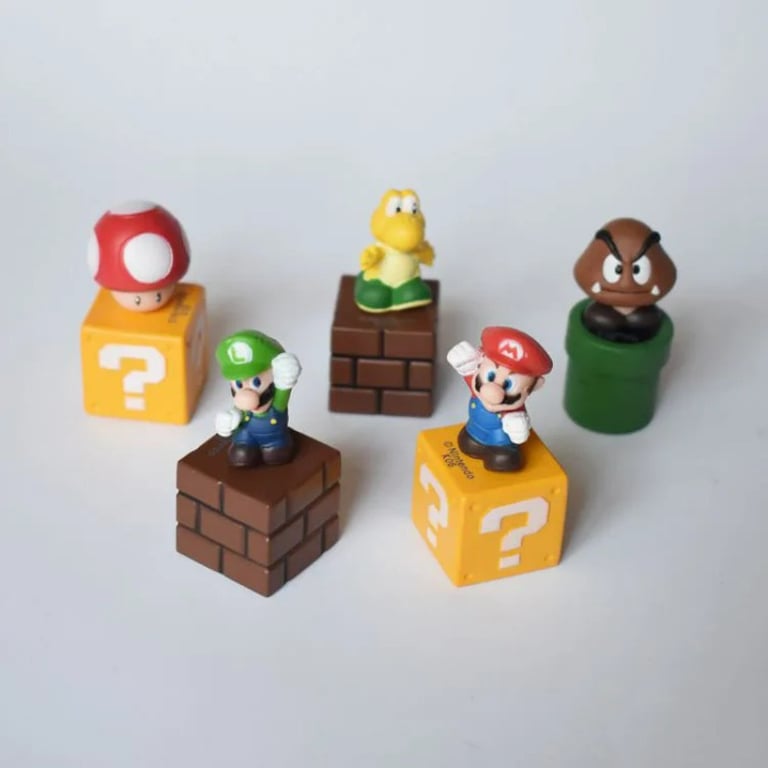 Super Mario Action Figures Set of 5 - Premium PVC Material, Cake Decorations, Great Gifts for Children, Anime Collection Ornaments - Mario, Luigi, Yoshi, and More - Perfect for Playtime, Display, and Collecting