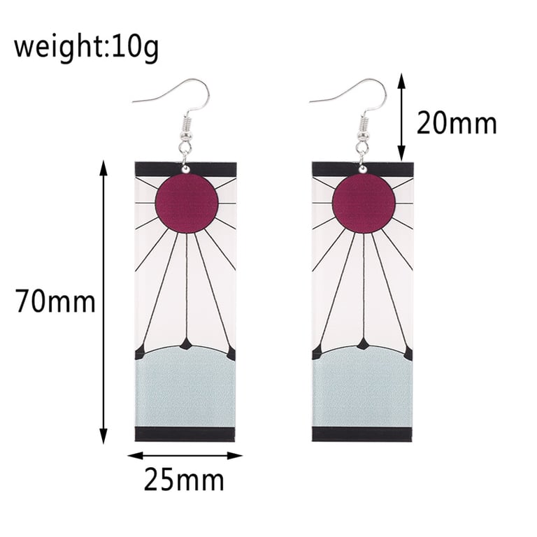 Demon Slayer Kimetsu no Yaiba Blade of Ghost Acrylic Drop Earrings - Lightweight Anime-Inspired Accessories for Fans - Durable Material, Vibrant Colors, Perfect Gift for Men and Women - Versatile and Stylish Jewelry for Everyday or Special Occasions - Easy to Maintain and Preserve