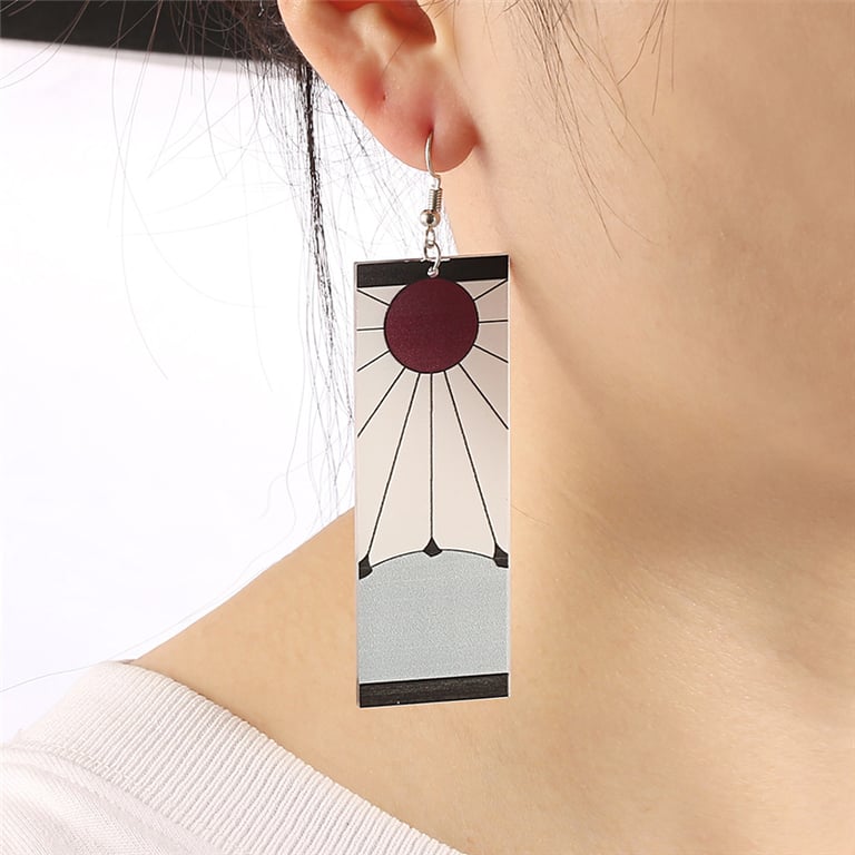 Demon Slayer Kimetsu no Yaiba Blade of Ghost Acrylic Drop Earrings - Lightweight Anime-Inspired Accessories for Fans - Durable Material, Vibrant Colors, Perfect Gift for Men and Women - Versatile and Stylish Jewelry for Everyday or Special Occasions - Easy to Maintain and Preserve