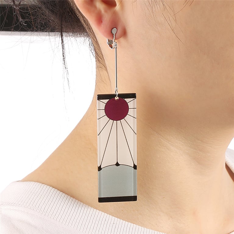Demon Slayer Kimetsu no Yaiba Blade of Ghost Acrylic Drop Earrings - Lightweight Anime-Inspired Accessories for Fans - Durable Material, Vibrant Colors, Perfect Gift for Men and Women - Versatile and Stylish Jewelry for Everyday or Special Occasions - Easy to Maintain and Preserve