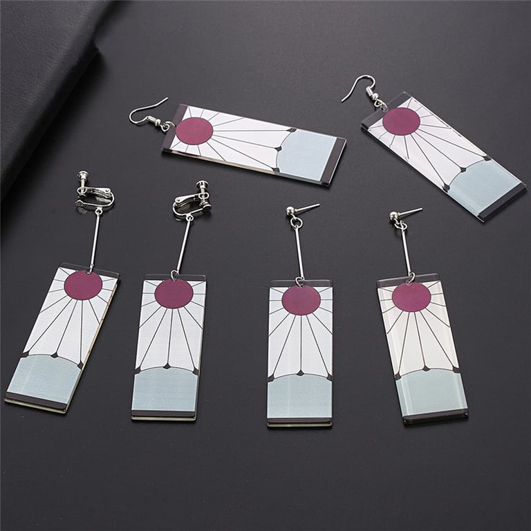 Demon Slayer Kimetsu no Yaiba Blade of Ghost Acrylic Drop Earrings - Lightweight Anime-Inspired Accessories for Fans - Durable Material, Vibrant Colors, Perfect Gift for Men and Women - Versatile and Stylish Jewelry for Everyday or Special Occasions - Easy to Maintain and Preserve
