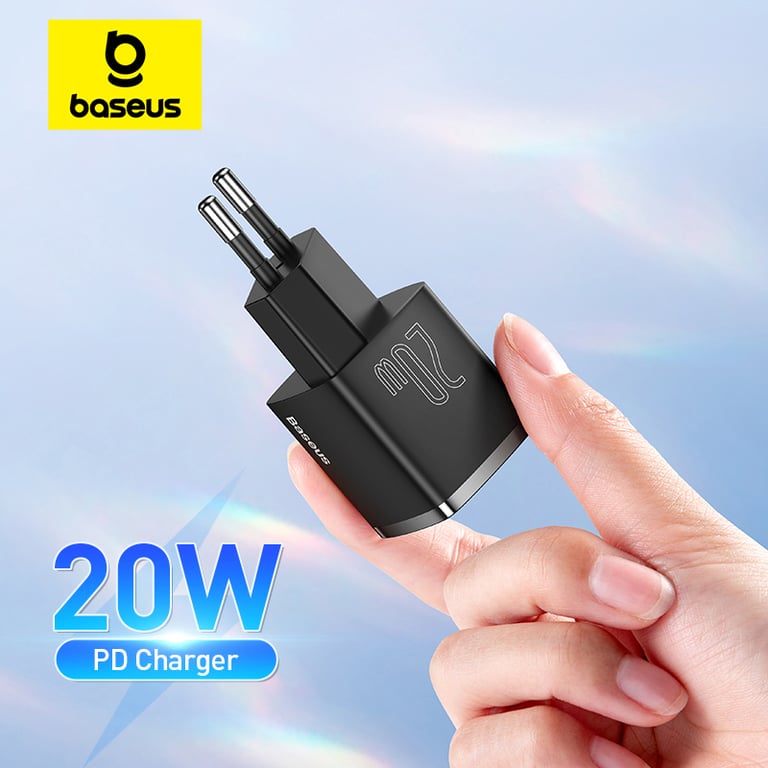 Baseus 20W USB Type C Fast Charger for iPhone 15, 14, 13, 12 Pro Max, 11, X, 8 Plus - Portable and Universal Power Adapter with Safety Features and Durable Construction - Quick Charging for iPhones, Androids, Tablets, Laptops - Compact and Lightweight Travel Charger