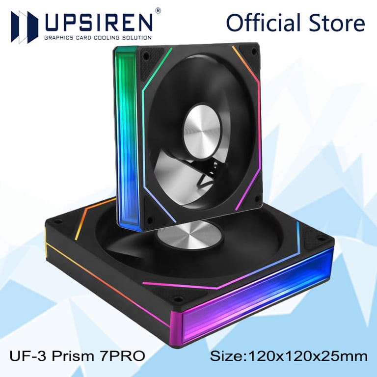 UPSIREN UF-3 Prism 7PRO Computer Case Cooling Fan with Double-Sided Full Lens Design, 12CM ARGB Motherboard Synchronization, CD Pattern Axis, Customizable RGB Lighting, Effortless Installation, Enhanced Performance for Optimal Temperature Management and High-Quality Materials
